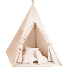 Telts Totsy Baby Teepee bērniem Rotaļu telts Tippi Bērnu istabas Teepee Indijas telts āra iekštelpu modelis 2 ar rotaļu paklājiņu un 3 spilveniem aprikožu krāsā