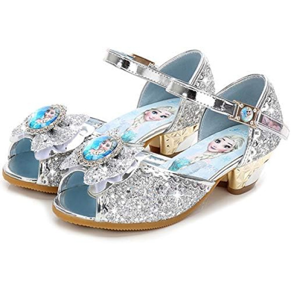 FStory&Winyee Girls Princess Sandals Papēži Kids Elsa Kurpes augstpapēžu ballīte Glitter Crystal Girls Frozen Kostīmi Karnevāla kostīmi Ballīte Izsmalcināta kleita Deju balle 24-36 3-11 gadi