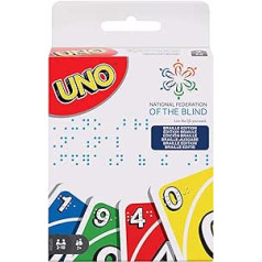 Mattel Games GPG06 UNO Braila kāršu un galda spēle, kāršu spēles visai ģimenei, neredzīgiem un vājredzīgiem cilvēkiem no 7 gadiem