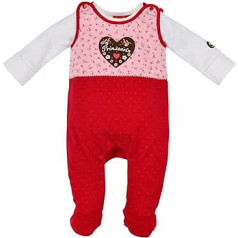 Bondi Baby Strampler Prinzessin mit Herz 86557 | Mädchen Overall 2-tlg. Rosa Rot