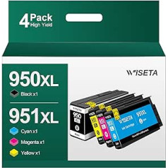 Wiseta 950XL 951XL Multipack Printer Cartridges Compatible with HP 950 951 XL Cartridges Officejet Pro 8100 8600 8610 8615 8620 8625 8630 8640 251dw 276dw (Black/Cyan/Magenta/Yellow)