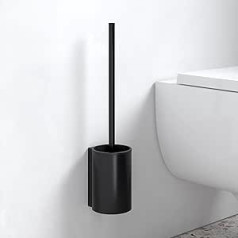 KEUCO Toilet brush set made of metal, black matt powder-coated and plastic grey, wall mounted, toilet brush with holder for bathroom and guest toilet, toilet brush, Plan Selection