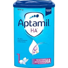 ‎Aptamil Aptamil HA 1 – sākotnējais piens no dzimšanas, ar DHA, tikai laktozi, bez palmu eļļas, zīdaiņu pārtika, piena pulveris, 1 x 800 g