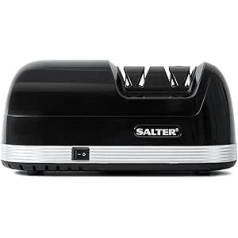 Salter 728 BKXR Electric Knife Sharpener, Diamond Sharpening Stones with Two Sharpening Levels, Non-Slip Feet, Removable Magnet Catches Chips for Easy Cleaning, Professional Whet Stone