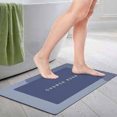 Decroxmas Diatom Mud Floor Mat Absorbent Diatomite Bath Mat Blue Non-Slip Bathroom Floor Mats for Home Kitchen Bedroom Bathroom 50 x 80 cm