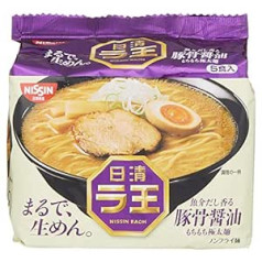 Nissin Raoh japāņu ātri pagatavojamā ramen cūkgaļas kaula sojas zupas nūdeles (5 porcijām)