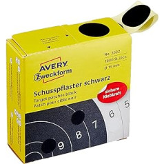 Avery Zweckform 3522 audu apmetums (Ø 19 mm, iepriekš apdrukāts) 1 rullis / 1000 uzlīmes melnā krāsā