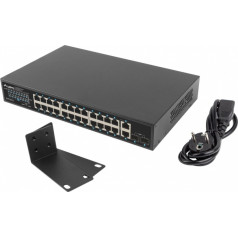 Lanberg slēdža poe statīvs 19" 24x 1gb poe+/2x gb/2x sfp 250w rsge-24p-2ge-2s-250