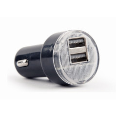 Auto lādētājs 2xUSB 2.1a melns