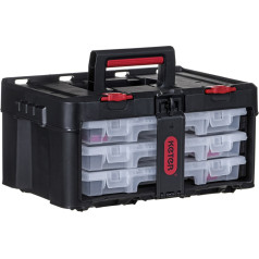 Tool box with 3 stack n roll organizers