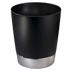 mDesign Plastic Waste Bin - Perfect as a Waste Bin in the Kitchen, Waste Paper Bin in the Office or Waste Bin in the Bathroom - Simple Look & Modern Design - Black/Chrome