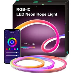 Neona LED sloksne, 12 V RGB Neona LED sloksne ar lietotņu vadību, darbojas ar Alexa un Google Assistant, piemērota pašrocīgi, dekorēšana (5 m)