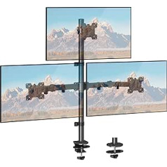 ELIVED EV4013 monitora stiprinājums 3 monitoriem 17-32 collu ekrāniem, trīskāršā monitora svira, regulējama augstuma monitora stiprinājums, 80 cm augsts stienis, maks. 8 kg uz vienu roku, VESA 75/100 mm