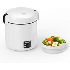 Rice Cooker Small & Bento Box for 1-2 People, (0.3 Litres, 1.5 Cups), Mini Rice Cooker with Removable Pot with Non-Stick Coating, One Touch & Warming Function, 200 Watt (Black)