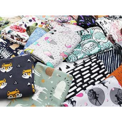 2.5 m Jersey Fabric Design (5 x 0.5 m Cuts) 140 cm Wide Fabric Scraps Package for Sewing Cotton Jersey Children (2.5 m Jersey Fabric, Colourful (5 x 0.5 m))