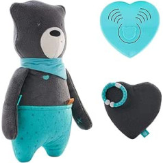 MyHummy Baby Sleep Aid Sound Bear "Max" Grey | Sirdspuksti un baltais troksnis, lai nomierinātu | Automātiskās izslēgšanas miega sensors | Sleep Aid White Noise Sound Bear mazuļiem