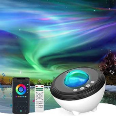 Aurora Starry Sky Projector with Music Speaker, Night Light with Sleep Aids Sound Machine for Adults Children Smart LED Star Projector Galaxy Compatible with Alexa