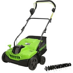 Greenworks 40V Battery Scarifier GD40SC36, Li-Ion 40V 36 cm Working Width 3900 rpm with Four Different Adjustable Working Heights without Battery and Charger