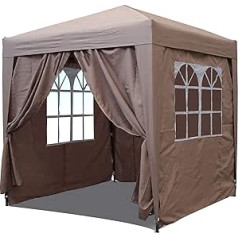 QUICK STAR Pop Up Gazebo 2.5 x 2.5 m Sand with 4 Easy Velcro side walls with 2 zips.