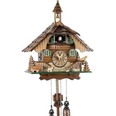 Black Forest Cuckoo Clock izmanto ar baterijām darbināmas kvarca kustības un Cuckoo pulksteņu klāstu-Park Eble -Schwarzwaldhaus 32 CM