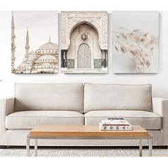 EPOKNQ islāma audekla sienas māksla, arābu kaligrāfija sienu dekorācijas drukas plakāts 3 gab., sienas māksla, viesistabas attēli Mūsdienu sienu dekorācijas attēli (stils 3,50 x 70 cm x 3)