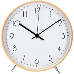 ALEENFOON 8.6 Inch Wooden Clock, Modern Quiet Wall Clocks, Table Clock for Living Room, Kitchen, No Ticking Noise, Indoor Clock, Non-Ticking Wall Clocks, Hanging Clock (White)