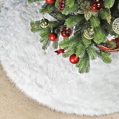 SALCAR Christmas Tree Blanket, White, 120 cm, Christmas Tree Skirt, Round, Plush Christmas Tree Skirt for Christmas Decorations, New Year, Parties and Weddings