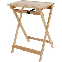 WENKO Lugo Folding Table, Side Table with Removable Tray, Practical Table for Kitchen, Living Room, Balcony and Patio, Foldable, Made of Real Bamboo, 60 x 79 x 52 cm, Natural