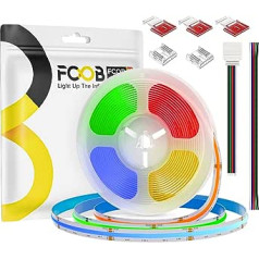 FCOB COB RGBWW LED sloksne elastīga augsta blīvuma FCOB + RGBWW (2700K) 5M 896LEDs/m 16W/m DC24V 12mm platums CRI90+ IP30 nav ūdensizturīgs daudzkrāsains aptumšojams dekorēšanai (nav saturs barošanas avots un