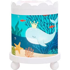 Trousselier - Ocean - Night Light - Magic Carousel - Ideal Birth Gift - Color Wood White - Animated Pictures - Soothing Light - Bulb 12V 10W Included - European Plug