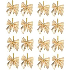 BESTOYARD Pack of 72 Christmas Bow Ornaments Bow DIY Christmas Tree Hanging Decorations Christmas Bow Hair Accessories Brooch Pin Holiday Party Accessories (Gold)