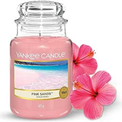 Yankee Candle aromātiskā svece lielā burkā, rozā smiltis, degšanas laiks līdz 150 stundām