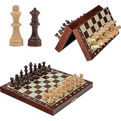 Beautiful Travel Chess Magnetic Wooden Chess Game Master of Chess Chess Board Children Handmade with Magnetized Figures Classic Travel Chess Game (Mini 20 x 20 cm)