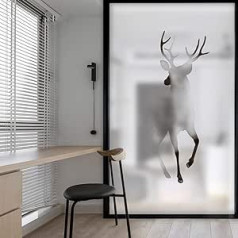 ARKZD White Window Film, Privacy Film, Decorative Film, Privacy Frosted Glass Film, Static Adhesive Deer Window Sticker [58 x 150 cm]