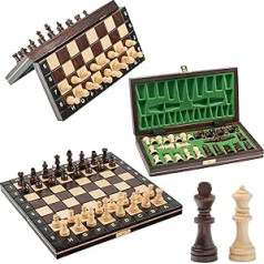 Mini Chess Magnetic Wood | Šaha meistars | Šaha galds 20 cm | Roku darbs magnētiskais ceļojumu šahs ar figūrām - šaha dēļa bērnu izmērs