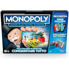 Hasbro Monopoly Super Electronic Banking (spēļu kaste ar elektronisko kredītkaršu lasītāju, itāļu versija)