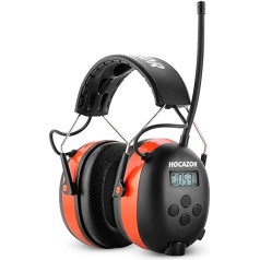 HOCAZOR HP033 dzirdes aizsardzība ar Bluetooth 5.3, FM/AM radio austiņas, iebūvēts mikrofons un trokšņu samazināšana SNR31dB/NRR25dB, oranža