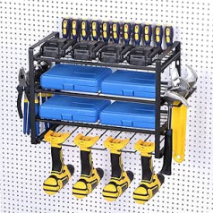 HARFINGTON Elektrowerkzeug-Organizer, 4 Ebenen, 4 Bohrmaschinen, Wandhalterung, Garage-Werkzeugregal für Elektrowerkzeuge und Handwerkzeuge