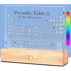 Periodiskā tabula ar reāliem elementiem, Akrila Periodiskā tabula Reālie elementi Periodiskā tabula ar LED pamatni Periodiskā tabula Ķīmija dāvanu displejs Dāvana skolotājiem Skolēnu dekorēšana