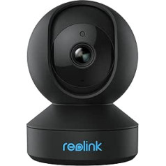 Reolink WiFi iekštelpu novērošanas kamera, 4MP, grozāma IP kamera iekštelpās ar automašīnas izsekošanu, cilvēku/dzīvnieku noteikšana, 2,4/5GHz WiFi, 2-way audio, IR nakts redzamība, SD kartes slots, E1 Pro Black