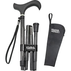 KMINA PRO — Gehstock Klappbar Carbon, Damen Höhenverstellbar, Elegant, Spazierstock Herren Schwarz, Leicht Carbon, Faltbar, Kohlefaser