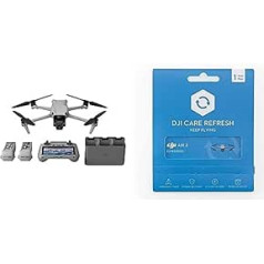 Bundle of DJI Air 3 Fly More Combo with DJI RC 2 + Card DJI Care Refresh 1-Year Plan (DJI Air 3), Drone with 2 Primary Cameras (Medium Tele/Wide Angle Camera) for Adults, 4K HDR