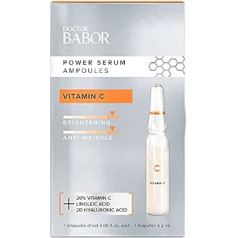 Doctor BABOR Power Serum C vitamīna ampulas sejai, Hialuronskābe + C vitamīns starojošai sejas ādai, Vegan Formula, 7 x 2 ml