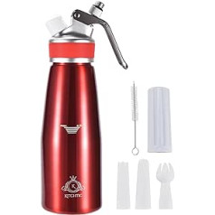 KITCHTIC Red 500 ml putukrējuma dozators, daudzfunkcionāls pārtikas putukrējuma automāts visiem aukstiem un karstiem lietojumiem, nerūsējošā tērauda krējuma dozators krējuma, aukstām un karstām mērcēm