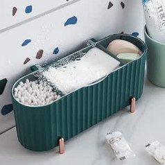 Verve Jelly aplauzuma organizators, vannas istabas glabāšanas trauks ar vāku, 3 nodalījumu vates spilventiņu turētājs, vates kociņu turētājs, tualetes galdiņa vates kociņu uzglabāšana, Q-Tips, zaļš