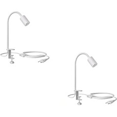 ledscom.de LELE Swan Neck Clamp Light Switch Matte White 1x E27 Max. 60 W 2 gab. iepakojumā