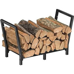 Bomclap Metal Firewood Rack, 81 x 33 x 46 cm, Firewood Rack for Indoor and Outdoor Use, Modern Firewood Basket, Firewood Stand, Black