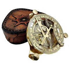 5MoonSun5 Nautical West London 4 collu saules pulkstenis kompass, ar rokām darināts misiņš ar rokām šūtu ādas somu Jūras dekoru dāvanas Steampunk kolekcionējamās preces