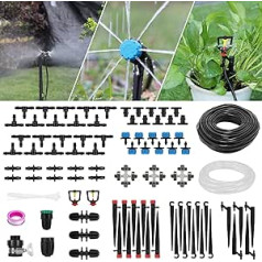 Emooqi Irrigation Kit, 40 m + 3 m Drip Irrigation Garden Irrigation System, DIY Micro Drip System, Automatic Sprinkler, Micro Drip System, Misting System for Tomatoes, Watering, Garden, Indoor Plants