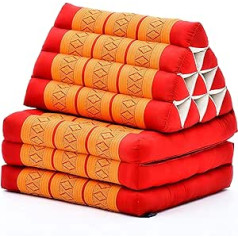 Leewadee Thai Cushion salokāms matracis Chill-Out saliekamais paklājiņš Polsterēts lasīšanas atbalsta grīdas paklājiņš ar trīsstūra spilvenu Thai Paklājiņš, 170 x 53 x 30 cm, Kapok